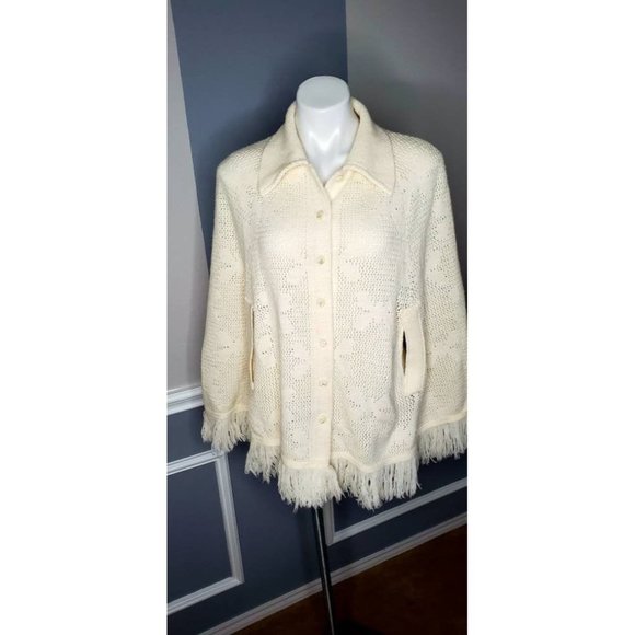 Women Knit Cardigan, Handknit Shawl, Poncho - Picture 2 of 4